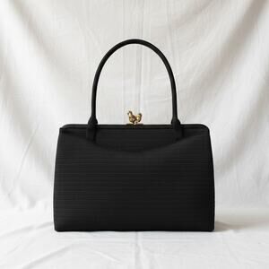 Crown Lewis Vintage Black Pleated Purse Evening Bag